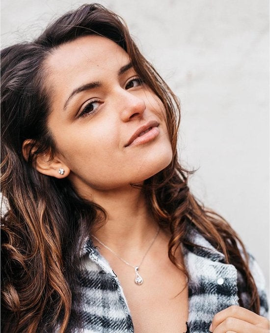 Yolora Dames Ketting met Kalpa Camaka Kristal Hanger - Zilver kleurig - 18K Witgoud Verguld - Cadeauverpakking - Moederdag Cadeautje