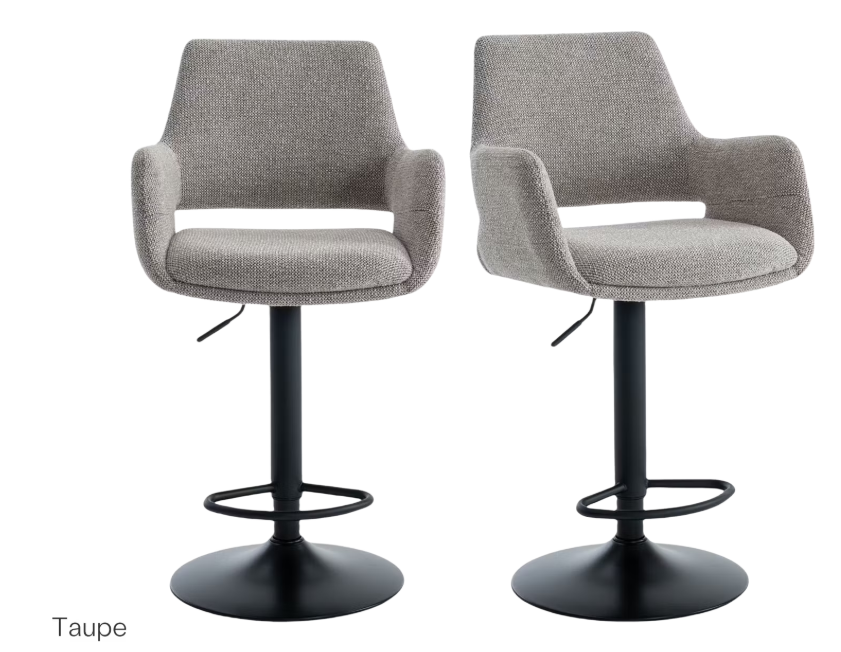 Criks Design Monza Barkruk Taupe – 2 Stuks, In Hoogte Verstelbaar 93-115 cm, 360° Draaibaar