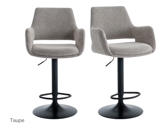 Criks Design Monza Barkruk Taupe – 2 Stuks, In Hoogte Verstelbaar 93-115 cm, 360° Draaibaar