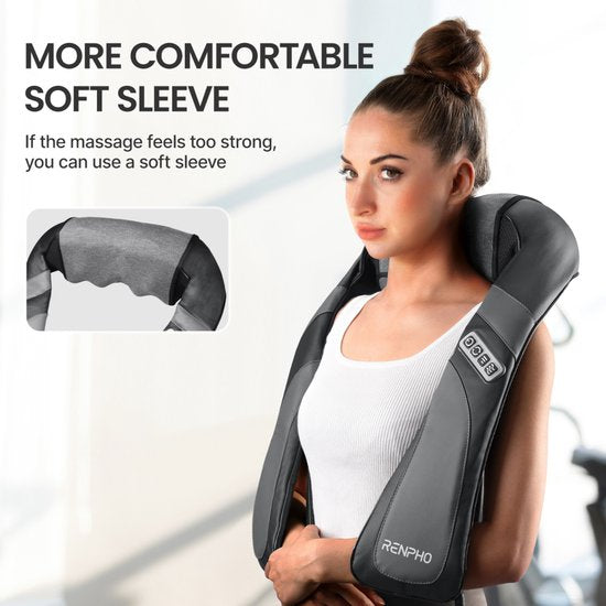 RENPHO U-Neck Go Shiatsu Nek & Schouder Massager - Verwarmingsfunctie - Geschikt voor verschillende lichaamsdelen - Zwart