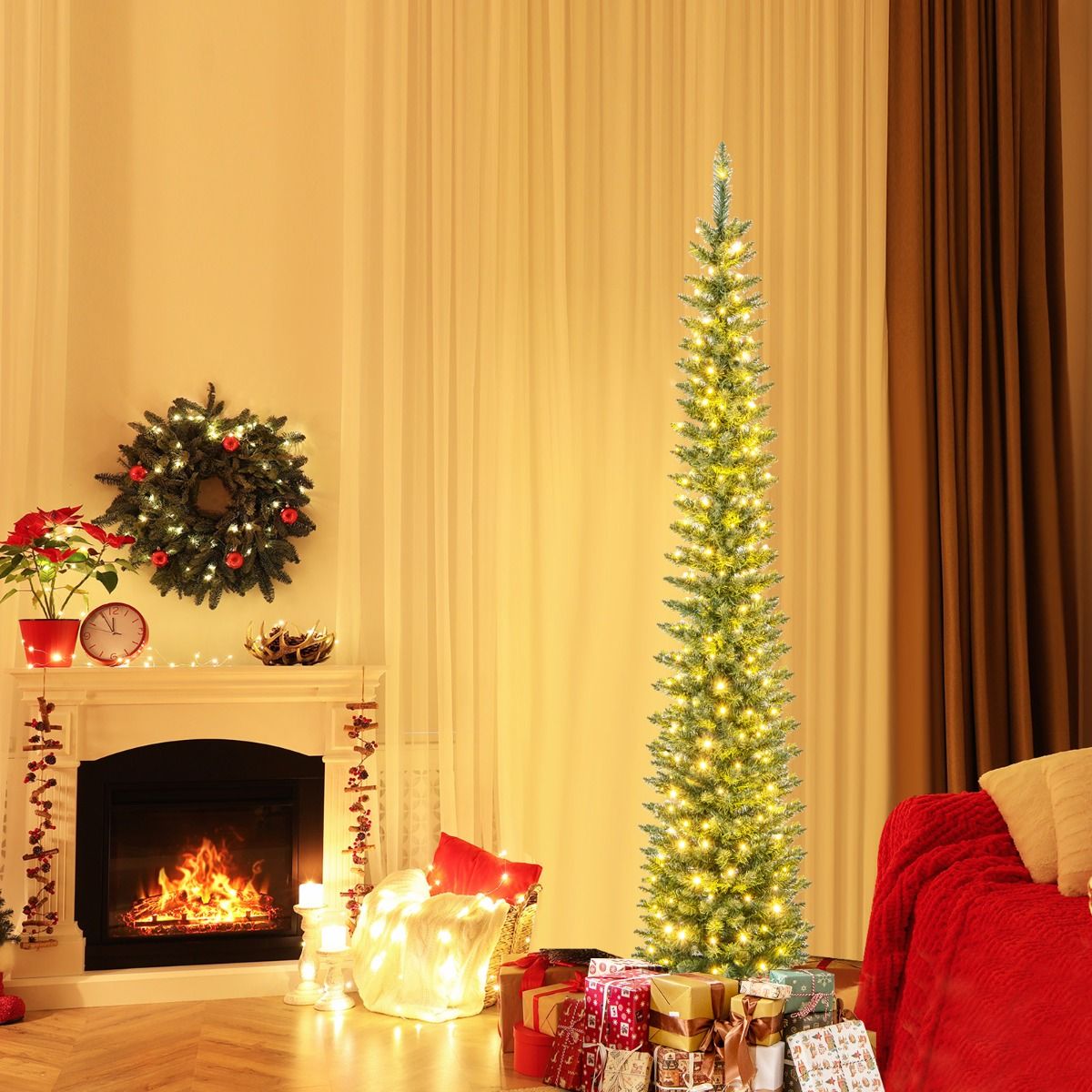 Coast Kunstkerstboom Met 499 Takken - 200 Warmwitte LED-Lampjes - 210 cm Hoog - Groen