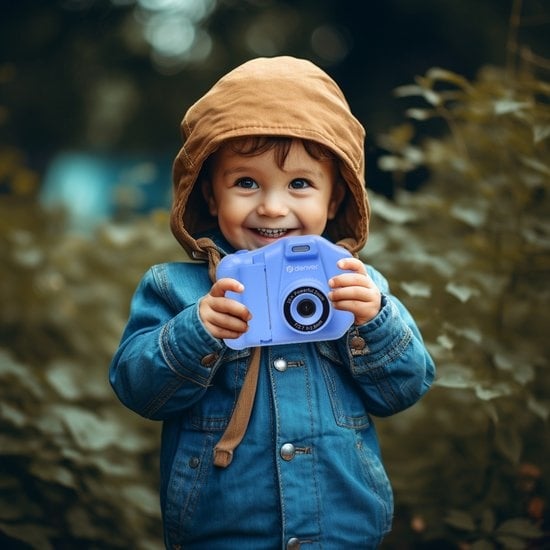 Denver Kindercamera Full HD met Printer - Selfie Camera - 48MP - Digitale Camera Kinderen - Foto en Video - Spelletjes - KPC1370 - Blauw