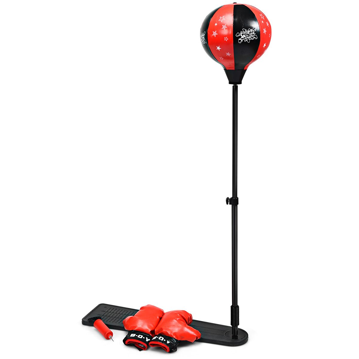 Coast Staande Kinderboksbal — In hoogte verstelbaar 85–130 cm | Zwart/Rood | Voet 66 x 18,5 cm