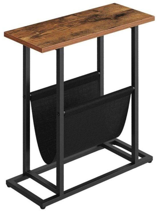 Ceruzo Bijzettafel met Tijdschriftenhouder – Smal – Zwart Bruin - H55 cm