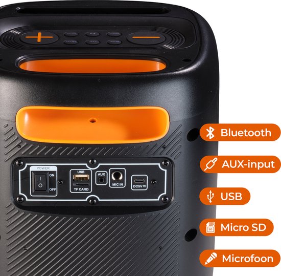 Denver Bluetooth Speaker Party Box - Discolichten - Incl. Afstandsbediening - Microfoon Aansluiting - BPS165