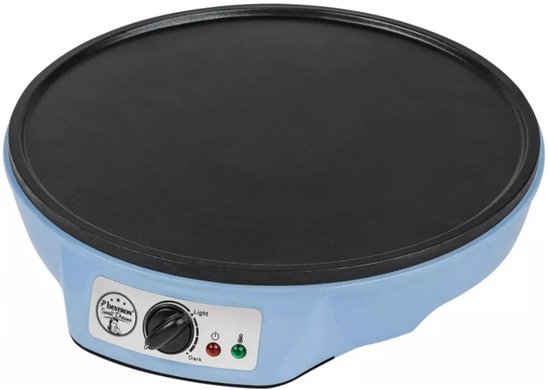 Bestron Pannenkoekenmaker - ASW602B - 1000W - Crêpemaker - 30cm - Blauw - Incl houten stapel en verdeler - 5 jaar garantie