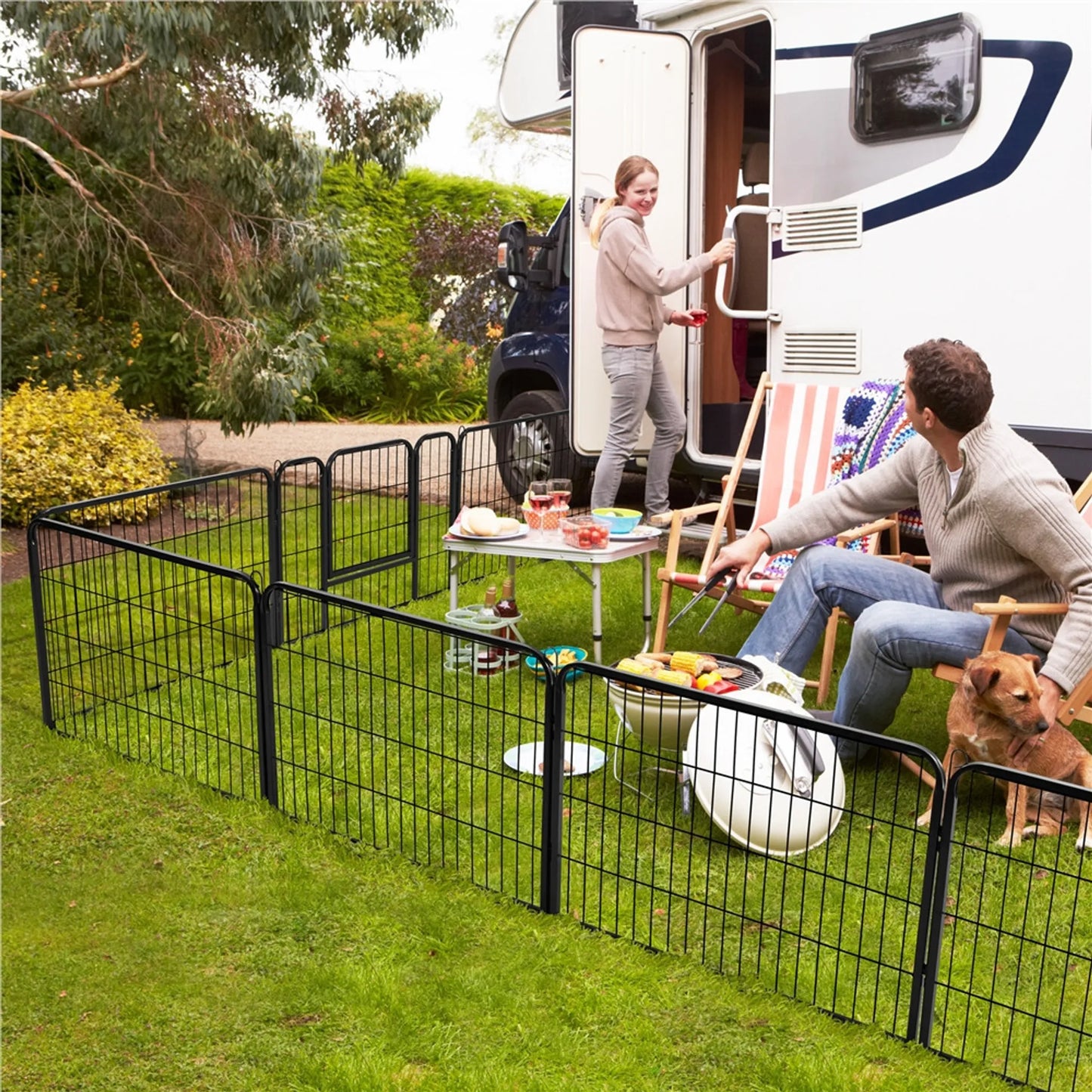 Yaheetech Puppyren Opvouwbaar – Voorzien Van 8 Panelen Met Deur En Grondpinnen En Waterafstotende Coating – Voor Puppy’s Konijnen En Kleine Huisdieren – Zwart Metaal – 80 x 60 cm