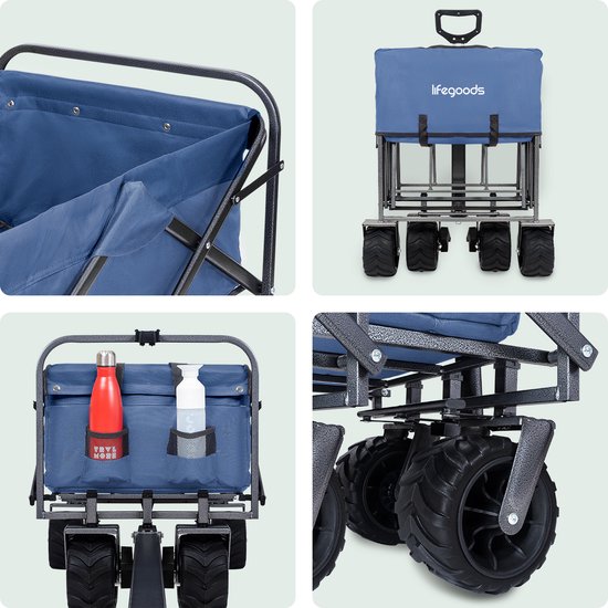 LifeGoods Bolderkar - Opvouwbaar - 80KG Draagkracht - 94L - Wasbaar Polyester - Blauw