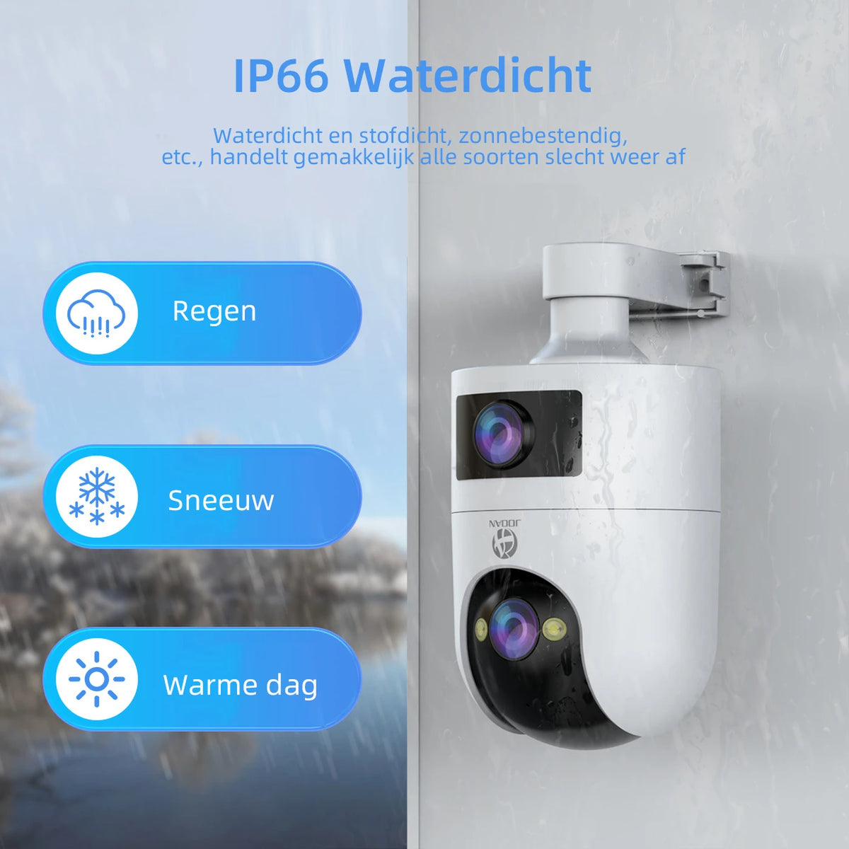 Jooan Dual Lens Beveiligingscamera 2K - WiFi met App - Zwart