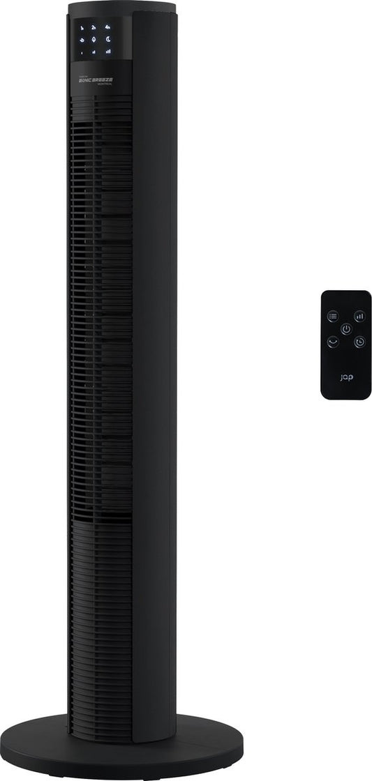 Stille Torenventilator 46dB – 6 Standen – Timer & Afstandsbediening – Mat Zwart – JAP Montreal
