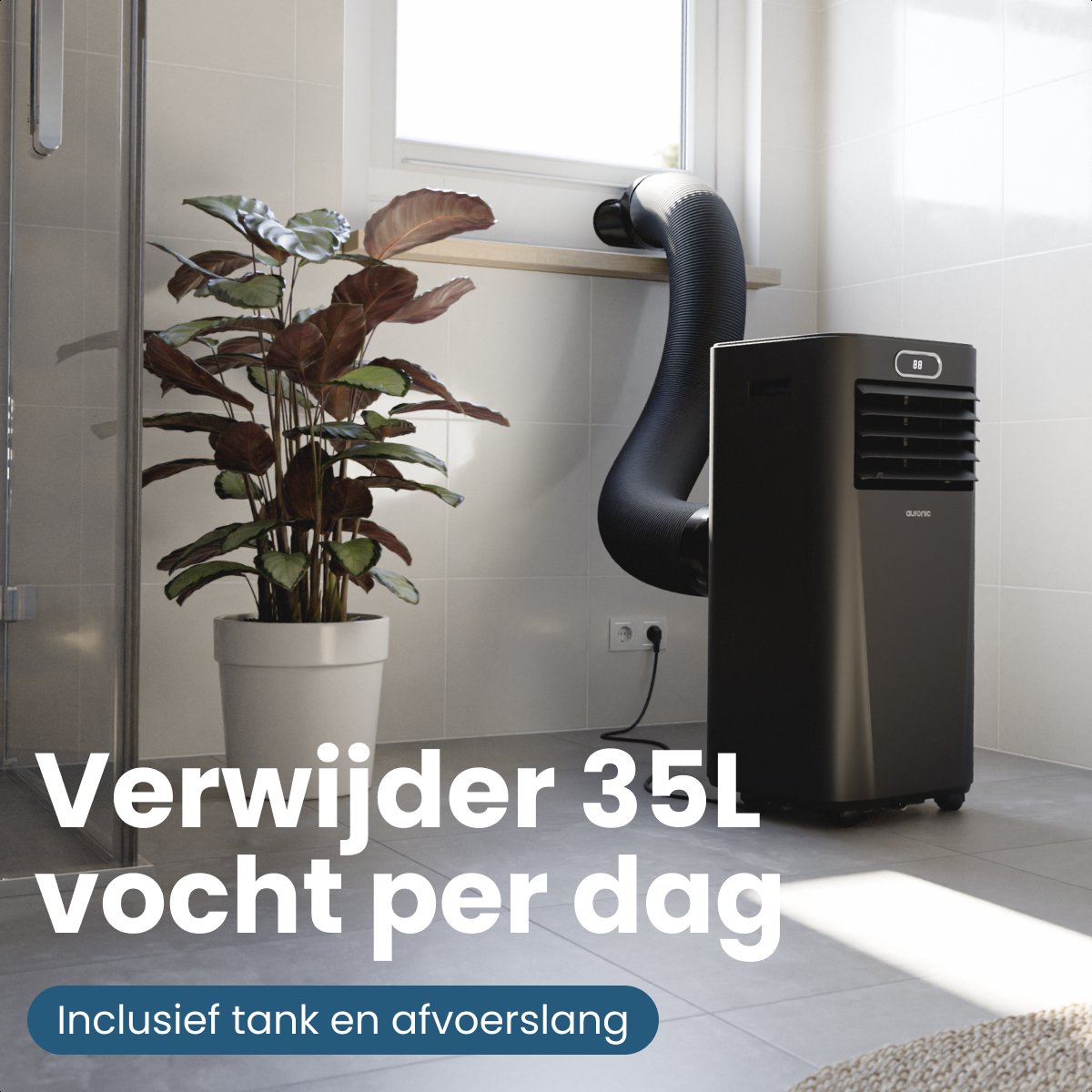 Auronic Mobiele Airco Zwart- 7000 BTU - Tot 20 m² - 3-in-1 - Met Raamafdichtingskits