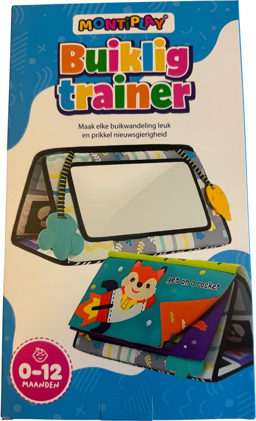 Montiplay® Buikligtrainer Baby - Knisperboekje Baby - Montessori Speelgoed - Educatief Speelgoed - Tummy Time - Sensorisch - Speelmat