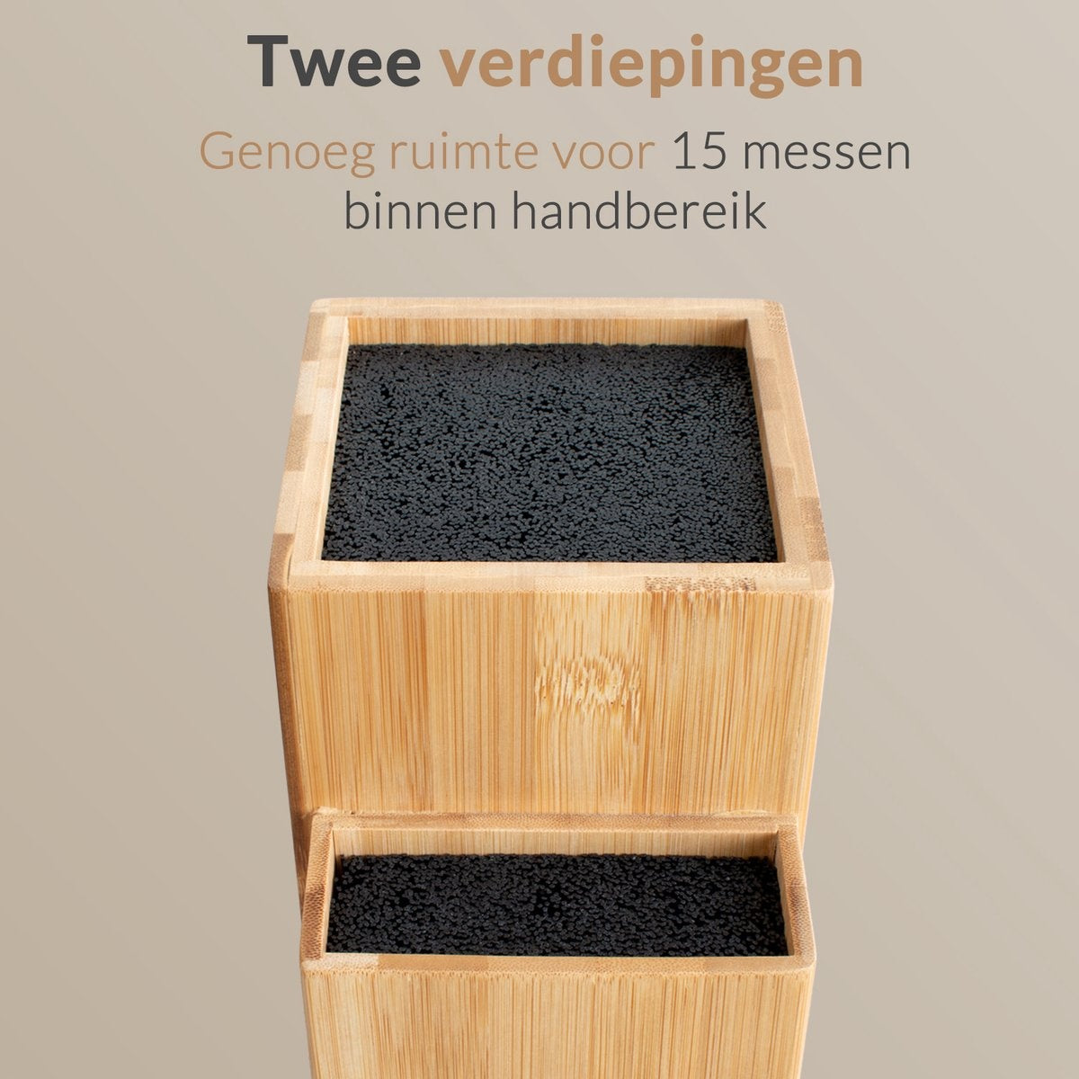 Dymund Messenblok - voor 15+ Messen - Duurzaam FSC Hout - Universeel - Bamboe