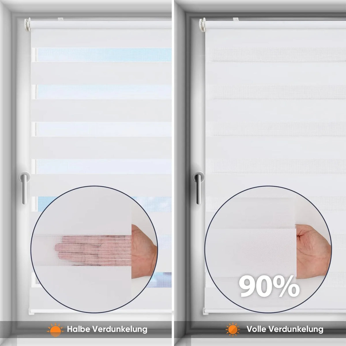 Sekey Duo Rolgordijn Zonder Boren - 45 x 150 cm - Verstelbare Lichtinval - Hittewerende Coating - Wit