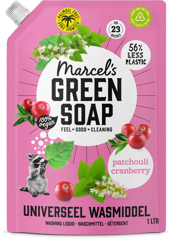 Marcel's Green Soap Wasmiddel Navul Patchouli & Cranberry 23 Wasbeurten 1 liter