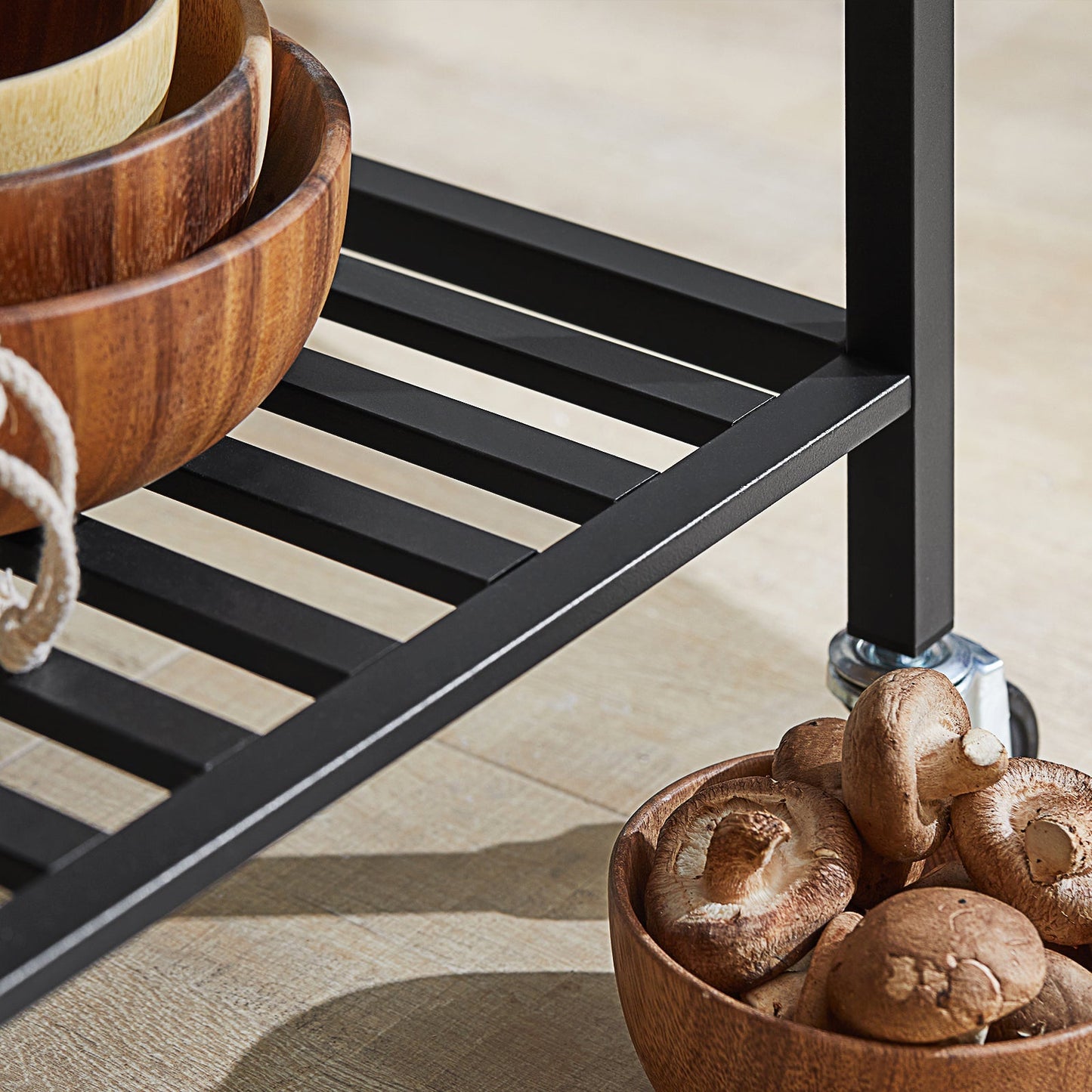 SoBuy Keukentrolley op wieltjes met 2 lades en 2 planken - 100x45x93 cm - Max. 60KG - Houtkleur donker