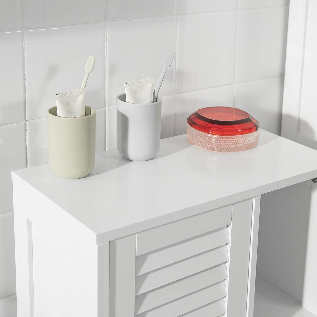 SoBuy Badkamer Opbergkast - 1 Deurs - 48 x 24 x 96 cm - Wit