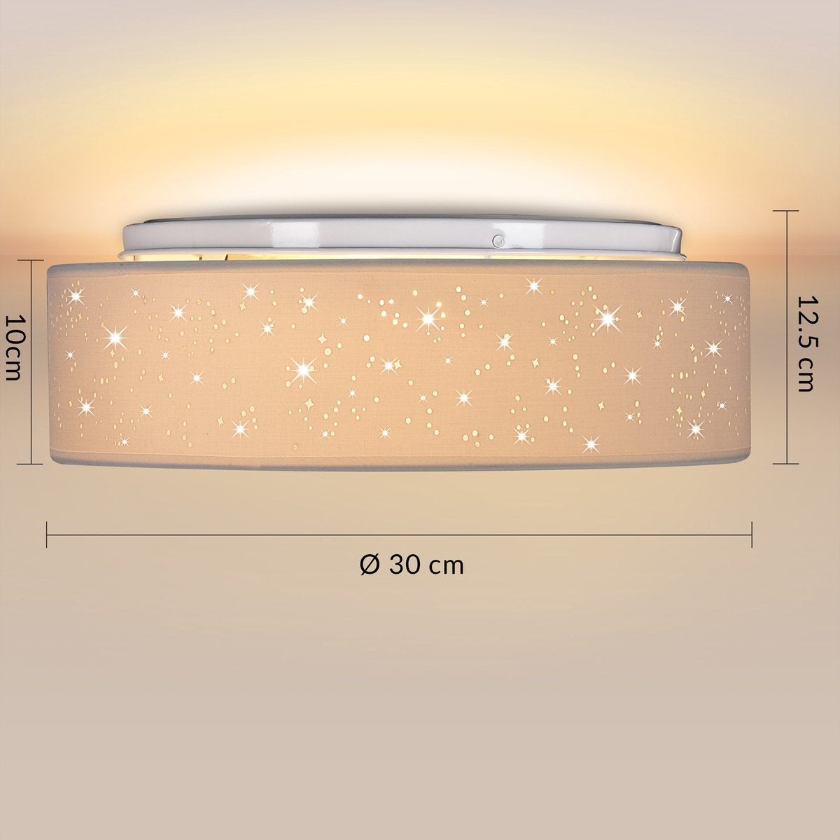 Plafondlamp – Sterrenhemel – Rond - Ø 30cm – 40 Watt - Stof -Wit