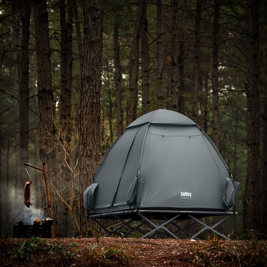 SoBuy OGS32-II-L-HG Opblaasbare Camping Tent - Grijze Textiel 193x145cm