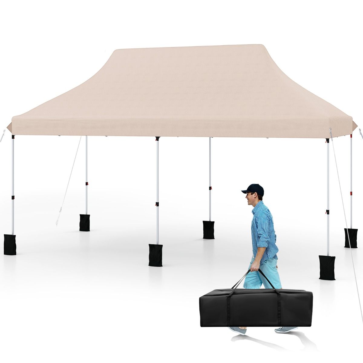 Coast Opvouwbaar Tuinpaviljoen - Waterdichte partytent - Zonwering - 300 x 600 cm - Beige