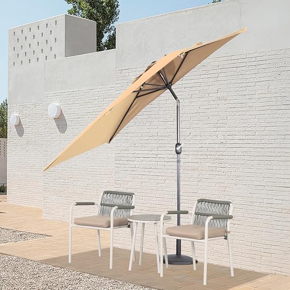 Angel Living Vierkante Tuinparasol 2,5 x 1,3 m – Beige, Terracotta, Crème of Grijs – UV-bescherming UPF 50+