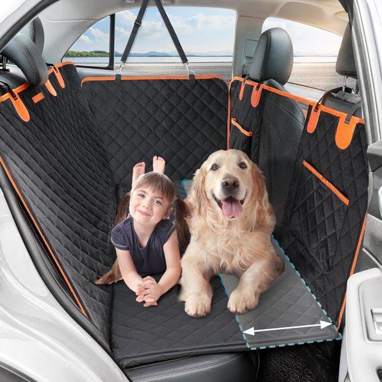 Jake en Jacky Hondendeken XXL Met Achterbankverlenger - Autodeken Hond Met Harde Bodem - Beschermhoes Auto - Hondenkleed - Inclusief Autoriem & Opbergtas