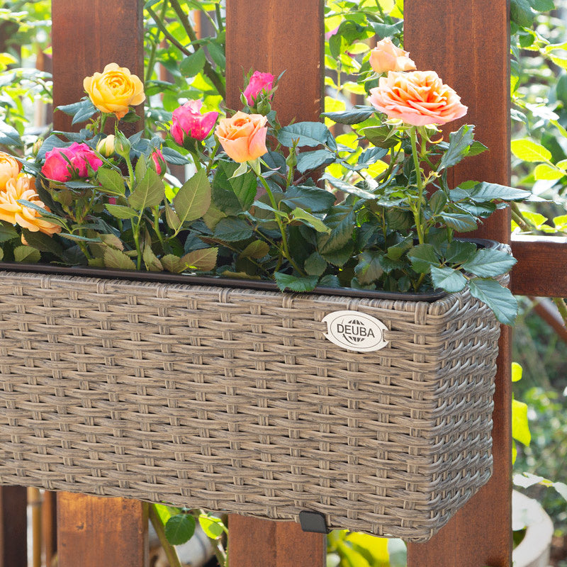 Casaria Polyrattan Bloembak - 2 Stuks Incl. Ophangbeugels - Beige
