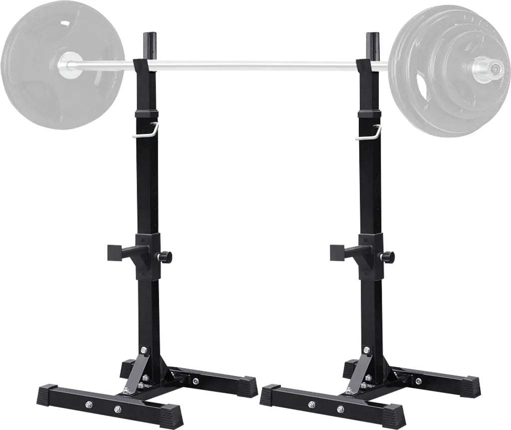 Yaheetech Halterstandaard Set - Verstelbaar Squat Rack - Fitnessrek voor Krachttraining - 54,5 x 50,5 x 114-179 cm - Zwart