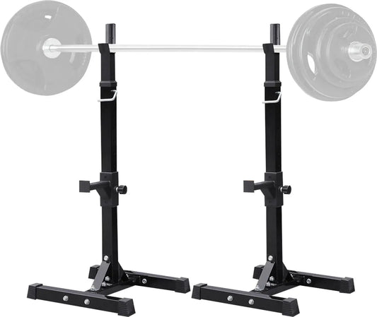Yaheetech Halterstandaard Set - Verstelbaar Squat Rack - Fitnessrek voor Krachttraining - 54,5 x 50,5 x 114-179 cm - Zwart