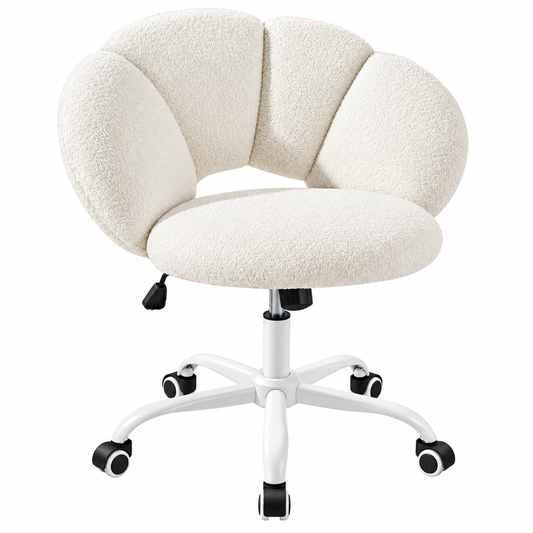 Yaheetech Wolkvormige Bureaustoel – Ergonomisch, Bouclé, 60 × 70 × 72–82 cm – Wit