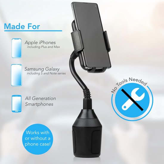 Bintoi® T200 – Telefoonhouders Auto Accessoires – Telefoonhouder GSM Houder Auto – Bekerhouder Auto – Telefoon GSM Houder Met Stevige Grip – iPhone/Samsung/Huawei/Oneplus – Cadeau