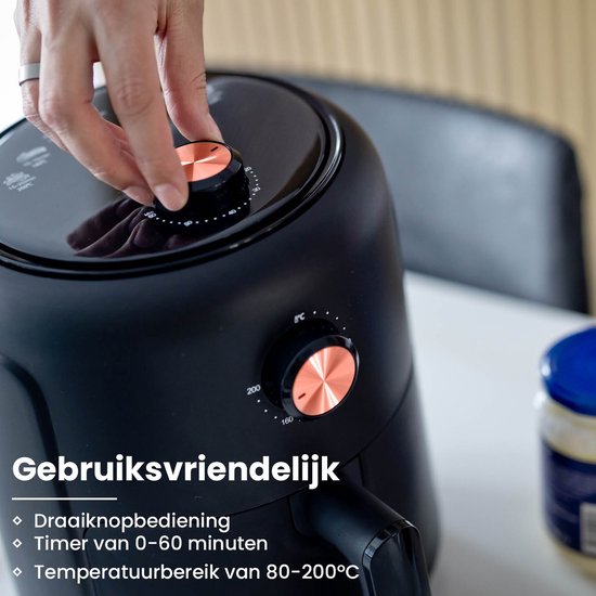 Nexxt Mini Airfryer met 8 Kookprogramma’s – Heteluchtfriteuse van 2,6 Liter voor Bakken, Grillen, Braden – Timer en Automatische Uitschakeling – 1000W