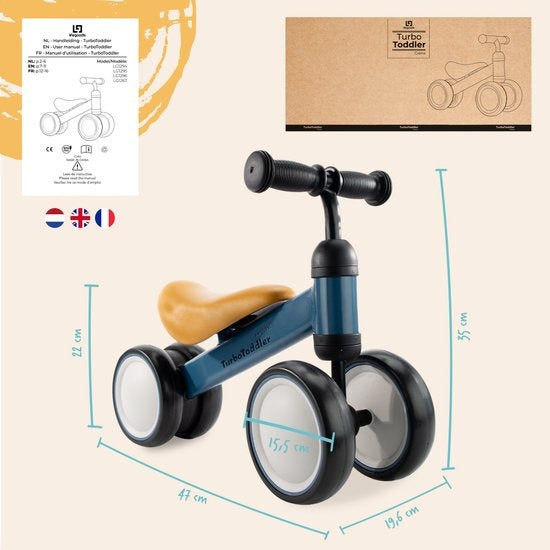 LifeGoods TurboToddler Loopfiets - Speelgoed Vanaf 1 jaar - Kinderstep - Marineblauw