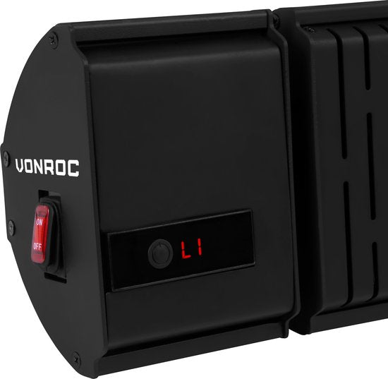 VONROC Sfeervolle terrasverwarmer – Volsini PRO – 2000W – Met instelbare warmteniveaus, timer, LCD-scherm en afstandsbediening