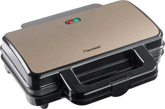 Bestron Tosti apparaat - ASM90XLSAT - 900W - Voor 2 tosti's - Anti aanbaklaag - Wit/Grijs - 5 jaar garantie