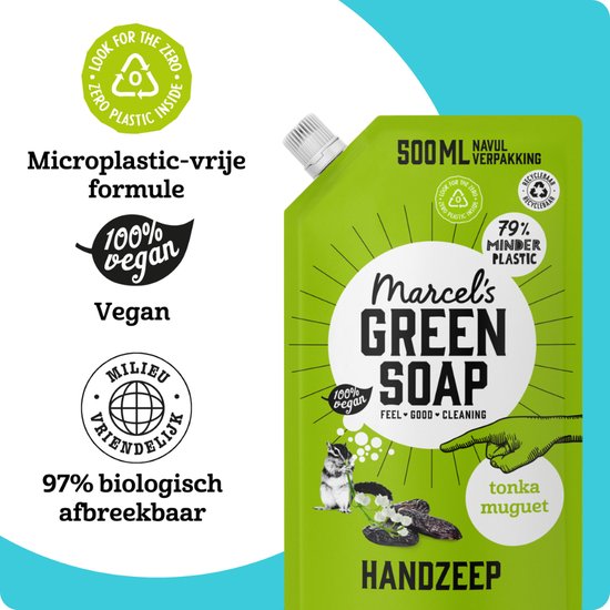 Marcel's Green Soap Handzeep Refill Tonka & Muguet 6 x 500ml