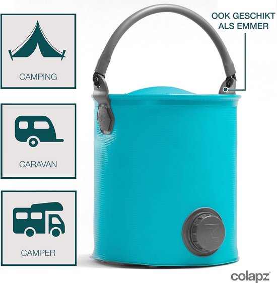 Colapz Opvouwbare Emmer en Gieter 9L - Jerrycan met Kraantje 7 tot 9 liter - Emmer met Deksel Afsluitbaar - Blauw - BPA-vrij - 27 x 22 x 22 cm - Kamperen met Caravan en Camper in 2025