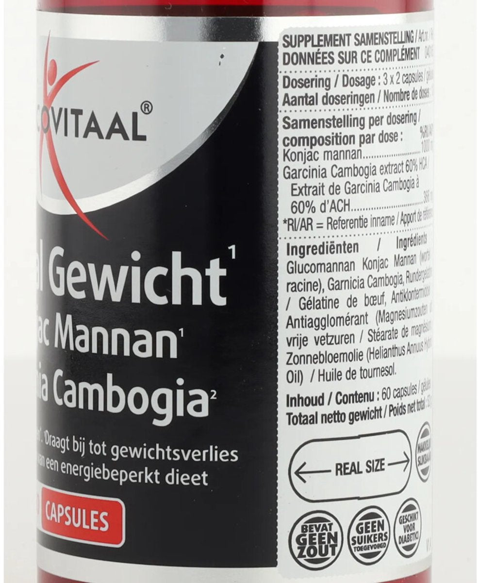 Lucovitaal Ideaal Gewicht Konjac Mannan Garcinia Cambogia – Voedingssupplement – 60 capsules