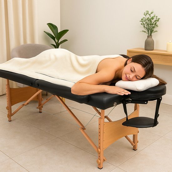 Fitby Massagetafel - Massagetafel Inklapbaar - Behandeltafel - Hoogte verstelbaar - 185x60cm- Zwart