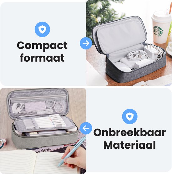 Diydash Etui - Pennenzak - Pennenetui - Schooletui - Grote Etui - Schoolspullen - Trousse Scolaire - Voor meisjes, jongens en volwassenen - Grijs