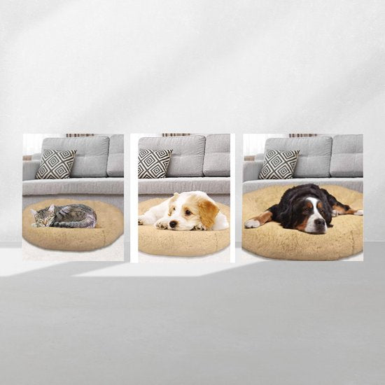 Peaceful Pooch L - pluizig hondenbed - 94cm diameter - opvouwbaar - in verschillende maten. Kattenbed - wasbaar - uitneembare vulling - ontspant gewrichten en spieren - anti-slip noppenbodem