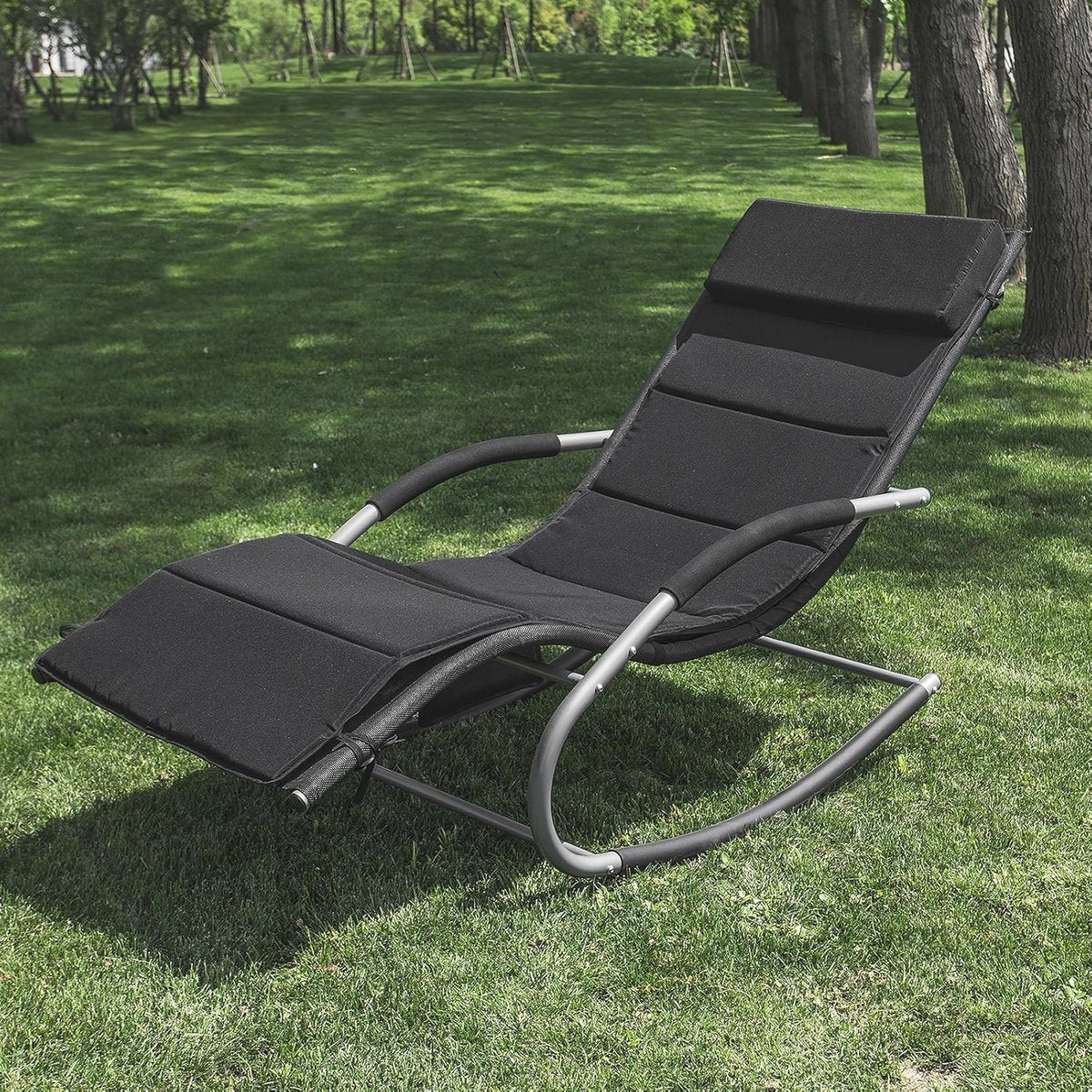 SoBuy OGS28-P02 Kussen voor Schommelstoel - Ergonomisch - Hoofdsteun - 170 x 50 x 5 cm - Zwart
