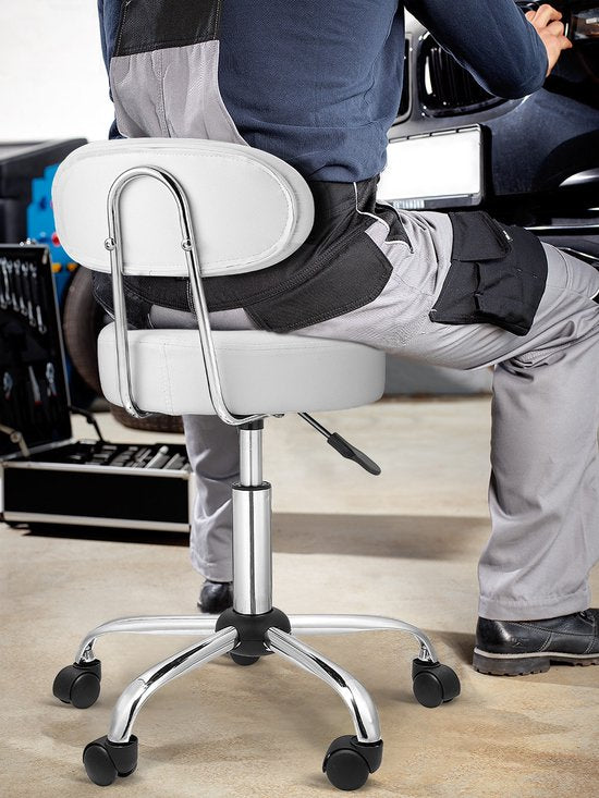 Casaria Draaikruk met Rugleuning - 360°/Hoogte Verstelbaar - Wit