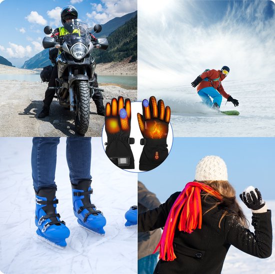 Qualitá® Verwarmde Handschoenen - Handschoenen Verwarmd - Waterafstotende - Elektrische Handschoenen Maat M - Met Touchscreen Compatibiliteit - Wintersport - Oplaadbaar - Zwart