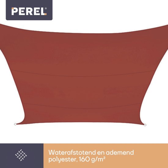 Perel Schaduwdoek, waterafstotend, 4 x 3 m, 160 g/m², polyester, rechthoek, terracotta