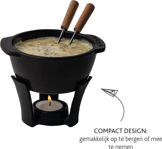 Boska Fondueset Party Mini - Fonduepan - Voor kaasfondue & saus - Zwart - 300 ml