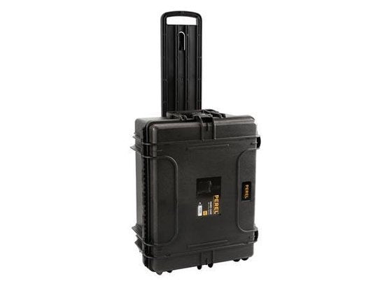 Perel Harde koffer, trolley, telescopisch handvat, waterdicht (IP67), noppenschuim, plukschuim, 4 sloten, polypropyleen, zwart, 604 x 473 x 283 mm