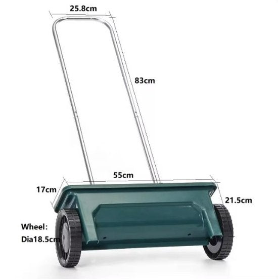 Strooiwagen voor Tuinmest & Wintergrit – Instelbare Strooihoeveelheid – Eenvoudige Bediening – 12 liter