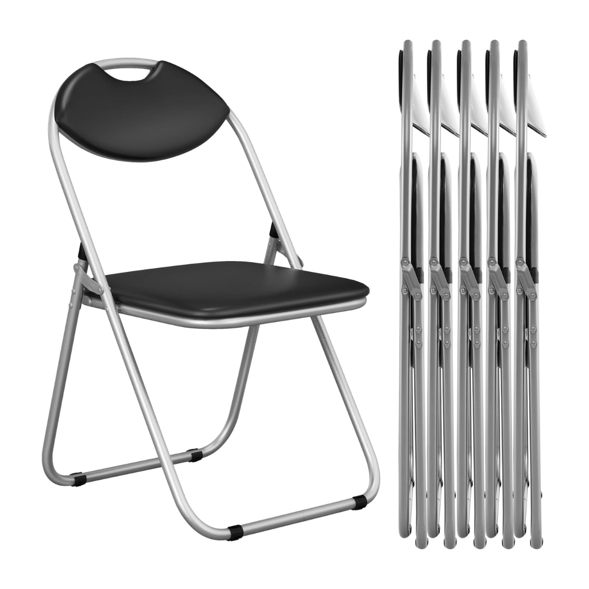 Coast 6er set vouwstoelen met metalen frame en gewatteerde stoelen en niet -slip voetblokken