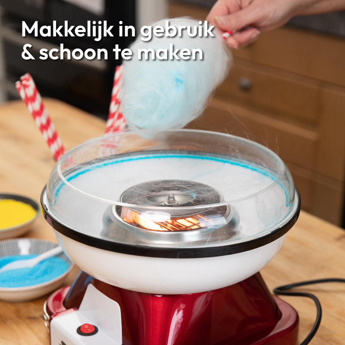 Gadgy Suikerspinmachine Retro, met 10 Stokjes en Maatlepel - Suikerspinmakers - Snoep - Kinderfeestje - Suikerspin Suiker - Cotton Candy - Suikerspinmachines